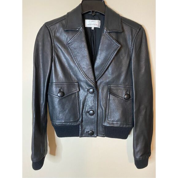 Size 4, 3.1 Phillip Lim black, leather bomber jacket. Like new condition! - Picture 1 of 8